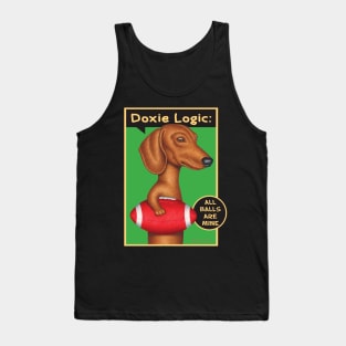 Football Doxie Dog on Dachshund Holding Red Football tee Tank Top